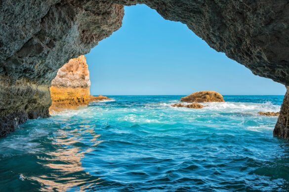 sea wallpaper seen from inside the cave sea wallpaper seen from inside the cave