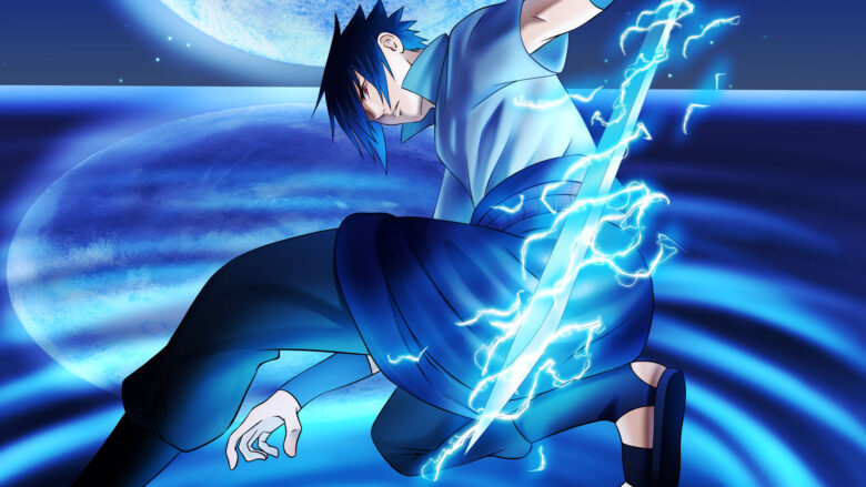 uchiha sasuke wallpaper with blue background