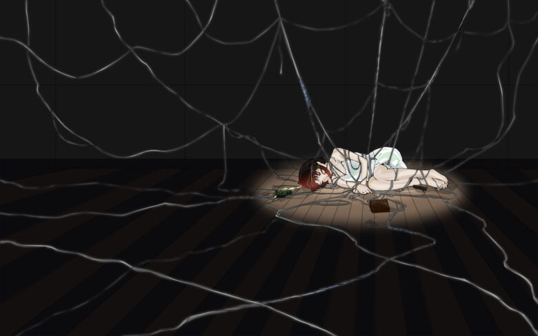 Lain wallpaper has a girl lying in the dark 1920x1200