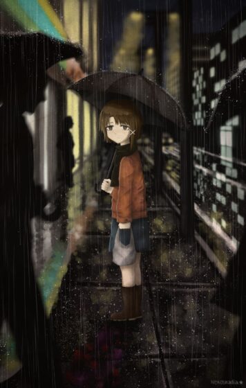 Lain wallpaper in the rain 1375x2160