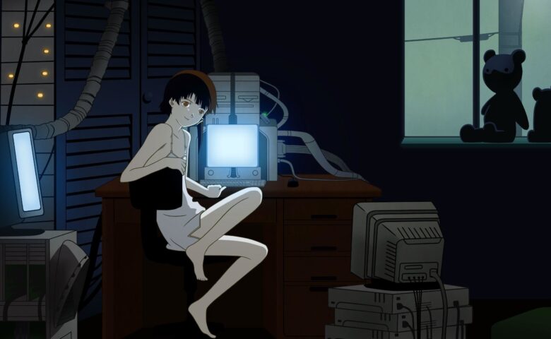 Lain Wallpaper with the girl on the computer 2559x1574