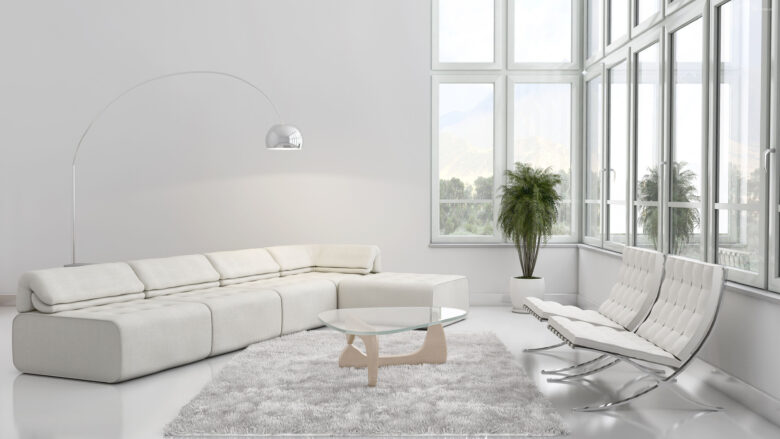 white wallpaper with house interior space 3840x2160