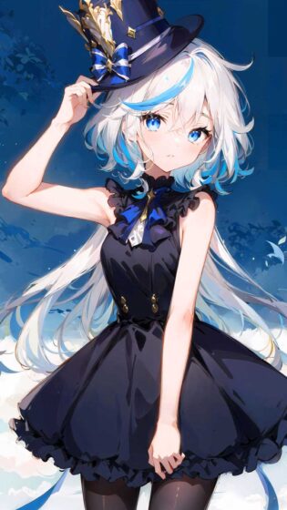 furina wallpaper holding hat 1080x1920