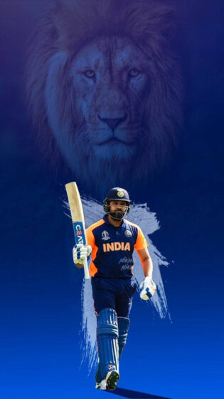 rohit sharma wallpaper with lion figure on back 675x1200