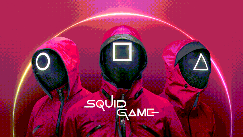 cool wallpaper gif with characters from squid game 1920x1080