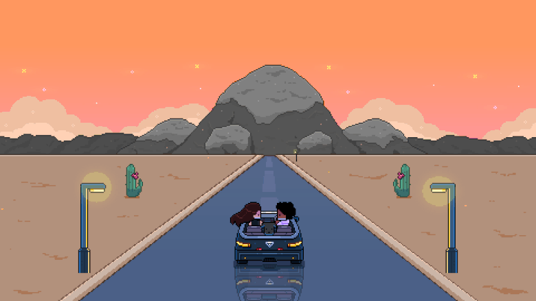Couple riding a car gif wallpaper 19920x1080