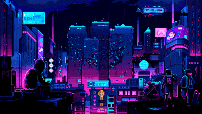 gif wallpaper with beautiful chill night city 1920x1080