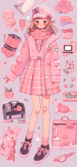Aesthetic Preppy Girl Pattern Wallpaper - Pink Preppy Wallpaper