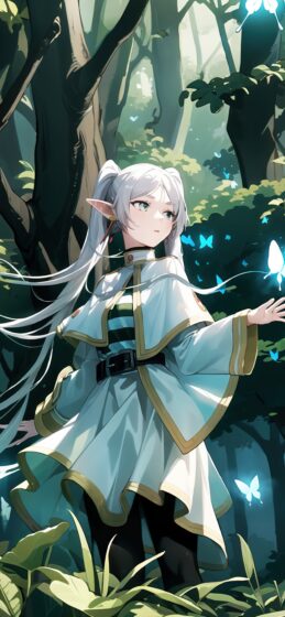 4K wallpaper phone anime girl in the forest 1284x2778