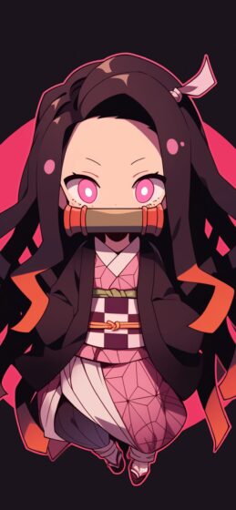 4K wallpaper phone with nezuko chibi 1284x2778