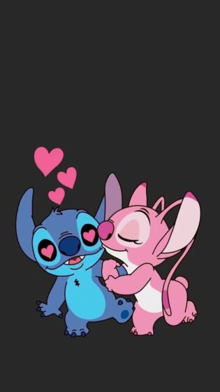 Angel and Stitch wallpaper with black background HD 736x1308