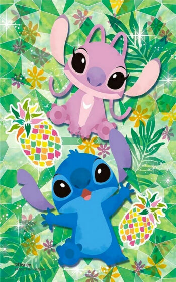 Angel and Stitch wallpaper with green background with pineapple image 900x1438