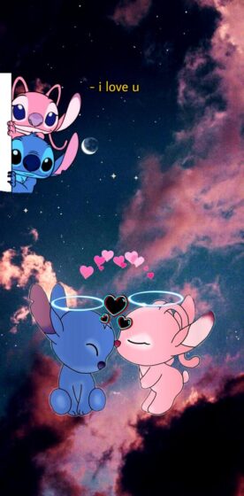 Angel and Stitch wallpaper with sky background 630x1280