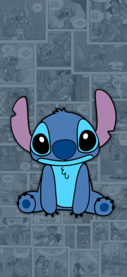 blue stitch wallpaper aesthetic with a panel designed background 1301x2820