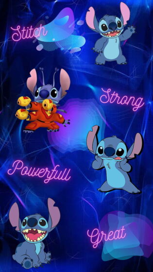 blue stitch wallpaper aesthetic with led light letters 800x1422