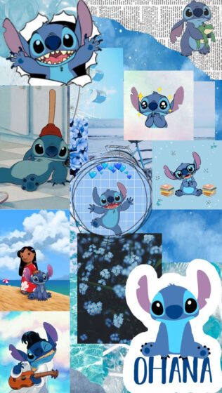 blue stitch wallpaper aesthetic with Lio 750x1330