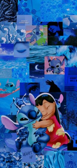 blue stitch wallpaper aesthetic with Lio hugging each other 725x1549
