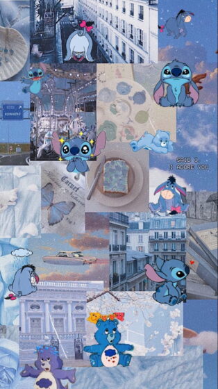 blue stitch wallpaper aesthetic with many beautiful scenes 850x1518