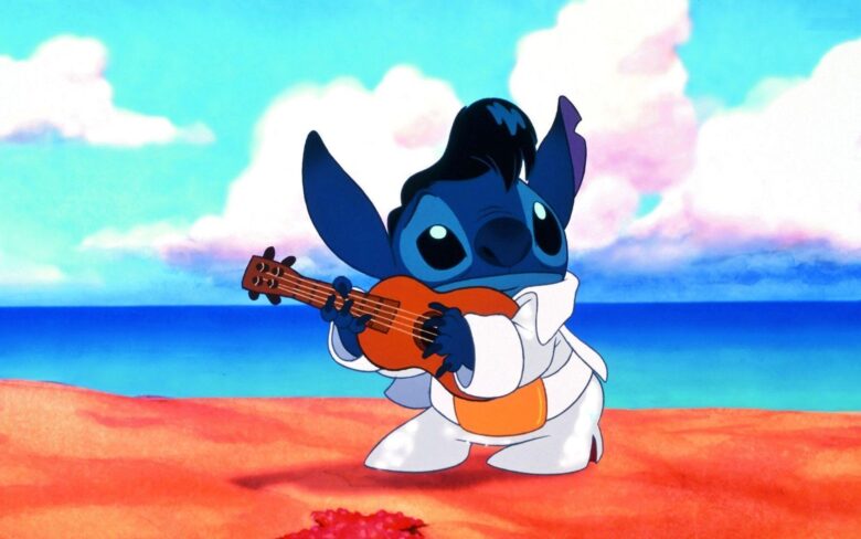 cute adorable stitch wallpaper with guitar holding pose 1920x1200