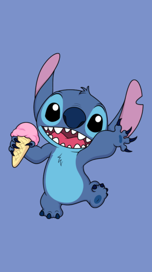 cute adorable stitch wallpaper with ice cream holding pose 1051x1878
