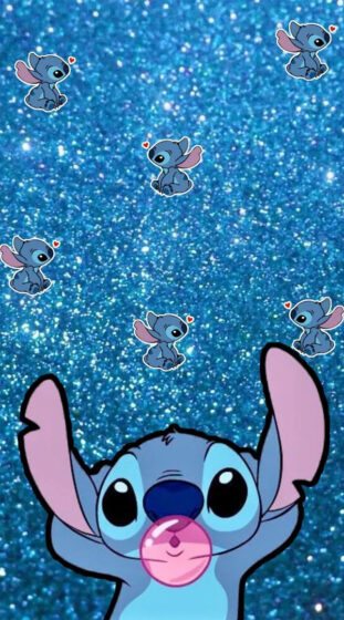 cute stitch wallpaper blowing bubbles 600x1080