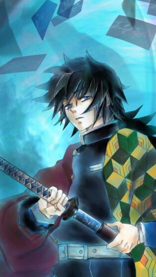 demon slayer wallpaper phone with aqua cylinder image 1080x1920