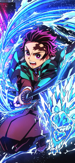 demon slayer wallpaper phone with Tanjiro and the ice dragon 1170x2532
