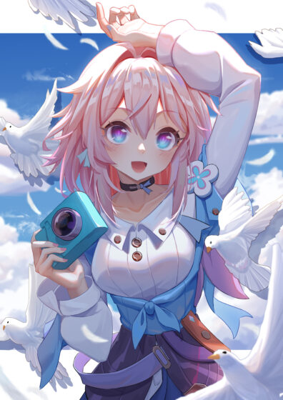 honkai star rail wallpaper mobile with girl holding camera 2894x4093