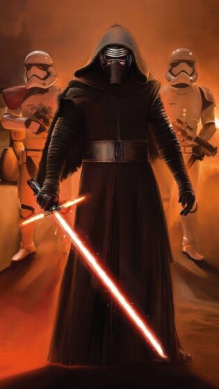 Kylo Ren wallpaper with orange background 736x1308