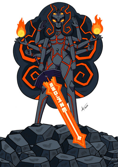 obsidian steven universe wallpaper standing on a pile of rocks 1280x1812