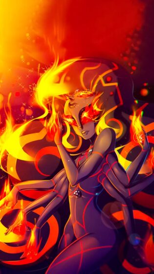 obsidian steven universe wallpaper with fiery background 720x12080