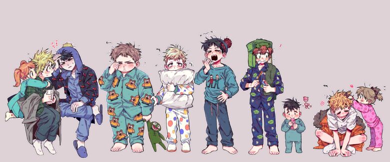 south park wallpaper drawn in anime style 4096x1707