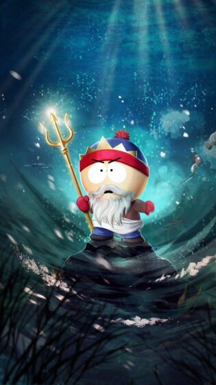 south park wallpaper with image of character holding trident 675x1200