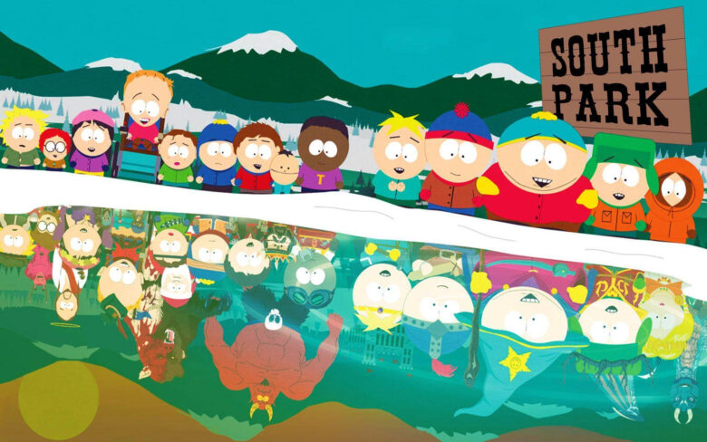 south park wallpaper with images of characters silhouetted underwater 1920x1200