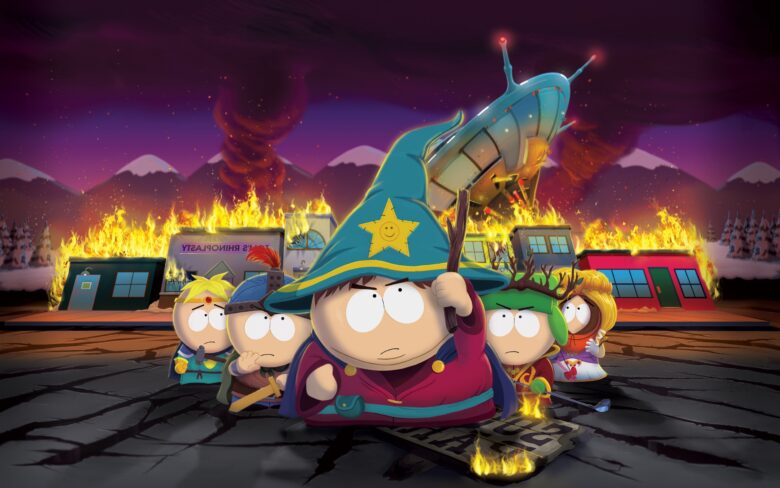 south park wallpaper with UFO disaster for PC 2880x1800