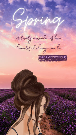 Spring iPhone wallpaper with girl drawing 1080x1920