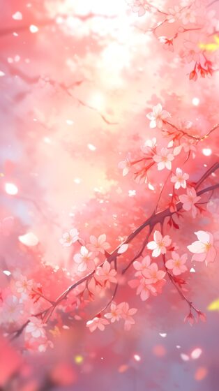 Spring iPhone wallpaper with peach blossoms 1632x2912