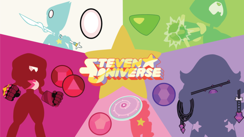 Steven universe wallpaper with 5 colors representing the 5 wings of the star 1920x1080
