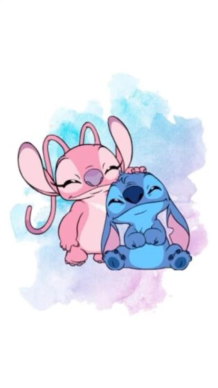 Stitch and angel wallpaper with white background 1080x1920
