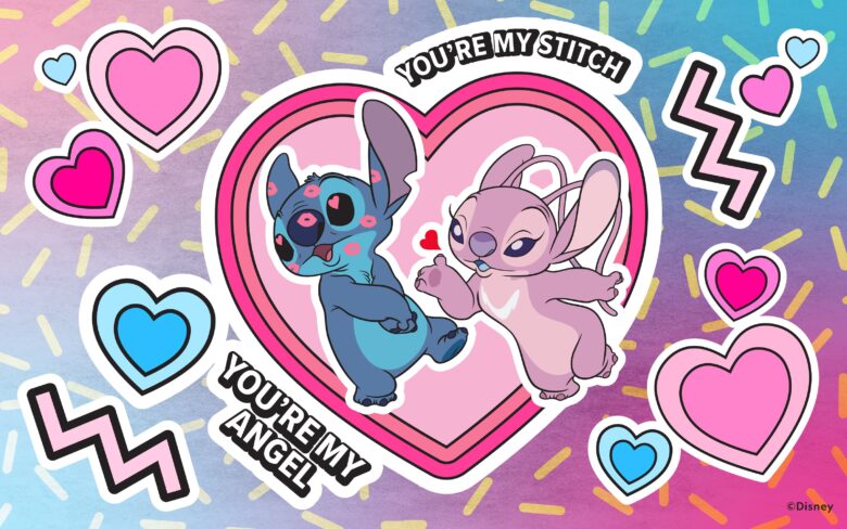 Stitch and angel wallpapers are designed as stickers 3200x2000