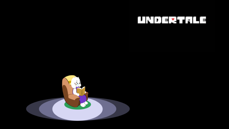 undertale background has a character sitting and reading a book 3840x2160
