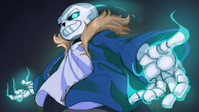 undertale wallpaper with image of Sans with fire spots on his hands 1920x1080