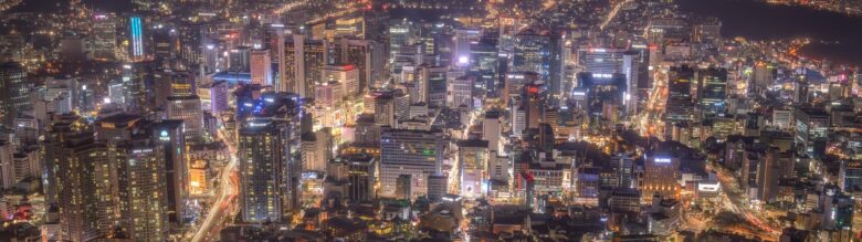 Wallpaper 5120x1440 with the beauty of the city lights up