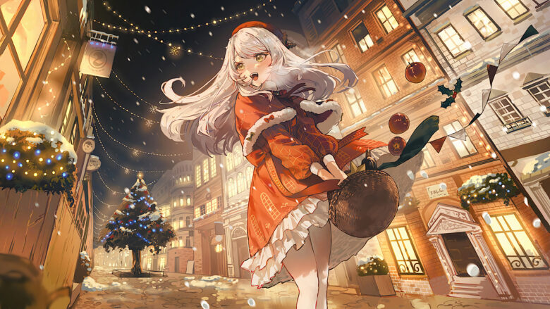 Christmas anime girl wallpaper 4k goes shopping 3840x2160