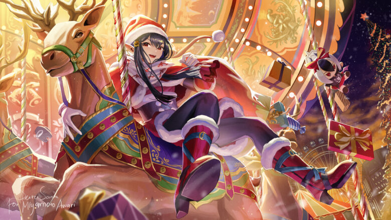 christmas anime girl wallpaper playing ferris wheel 3840x2160