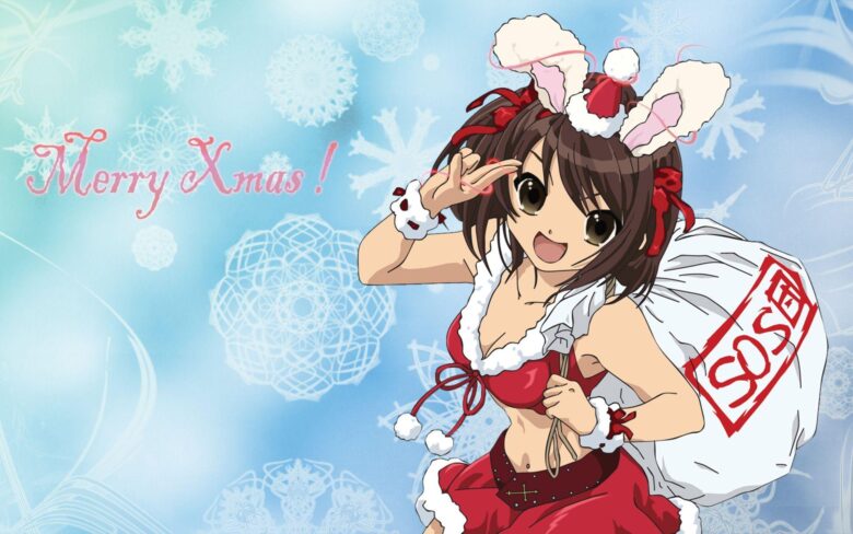 christmas anime girl wallpaper white rabbit cosplay 1920x1200