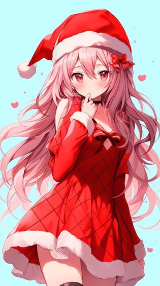Cute Christmas anime girl wallpaper for phone 736x1308