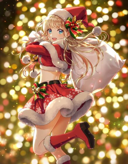 Cute, lovely Christmas anime girl wallpaper 1481x1896