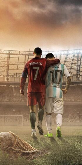 Messi and Ronaldo wallpaper for football fans 934x1868