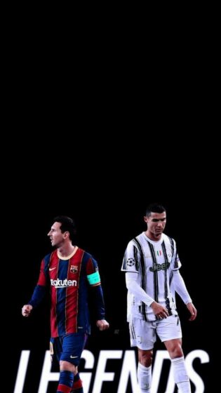 Messi and Ronaldo wallpaper with black background for mobile 1080x1920